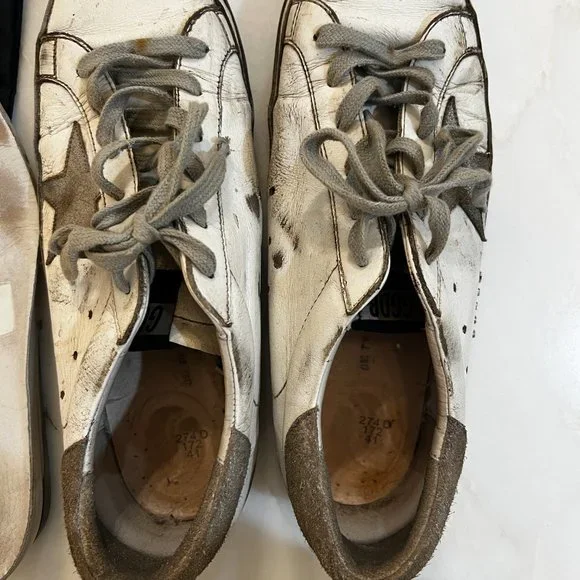 Golden Goose Superstar Leather Sneakers in Silver/White - Picture 4 of 12
